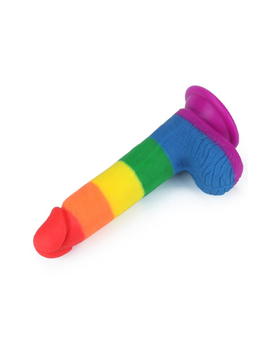 LoveToy - Rainbow Pride Dildo met Scrotum 19.5 cm-Laced-up.nl
