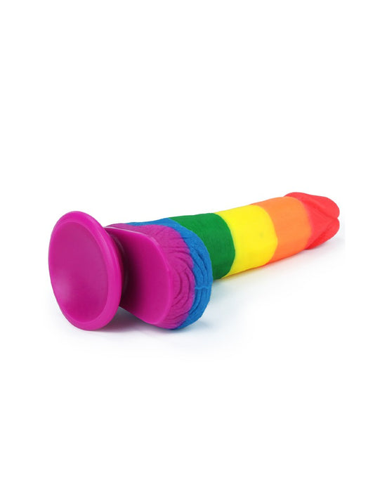 LoveToy - Rainbow Pride Dildo met Scrotum 19.5 cm-Laced-up.nl