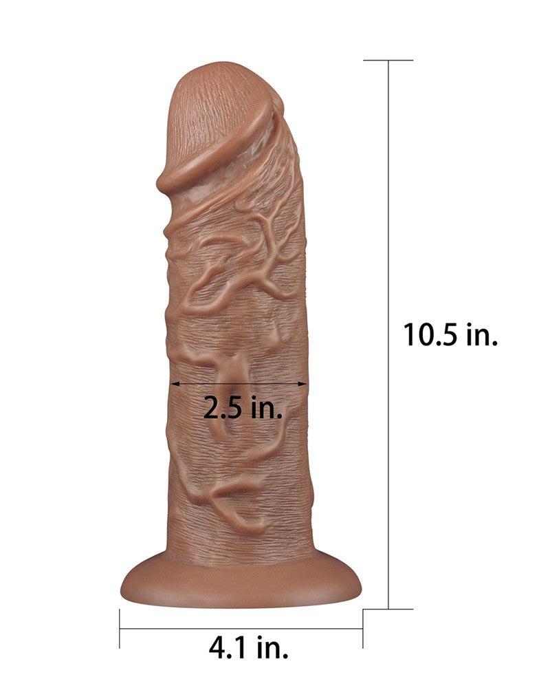 LoveToy - Realistische Chubby XXL Dildo 27 cm - Bruin-Laced-up.nl