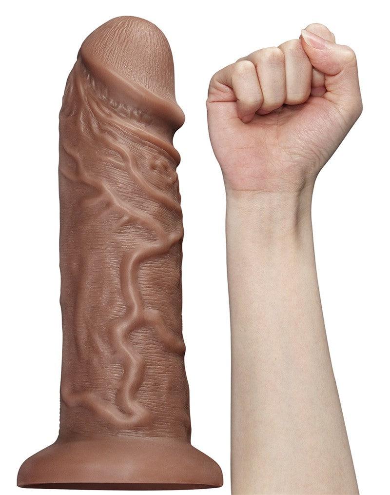 LoveToy - Realistische Chubby XXL Dildo 27 cm - Bruin-Laced-up.nl