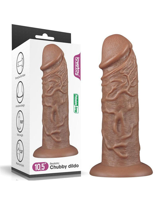LoveToy - Realistische Chubby XXL Dildo 27 cm - Bruin-Laced-up.nl