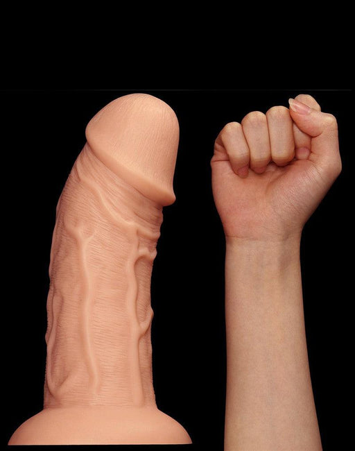 LoveToy - Realistische Gebogen XXL Dildo 24 cm - Lichte Huidskleur-Laced-up.nl
