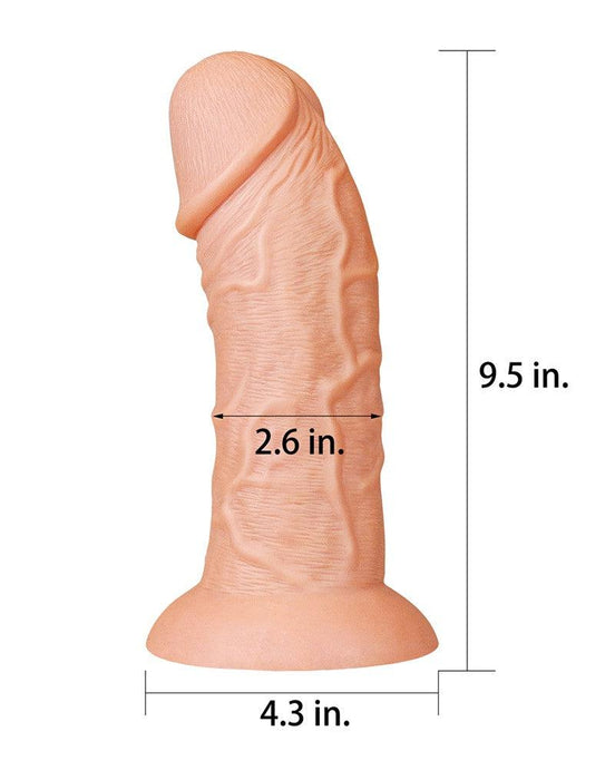 LoveToy - Realistische Gebogen XXL Dildo 24 cm - Lichte Huidskleur-Laced-up.nl