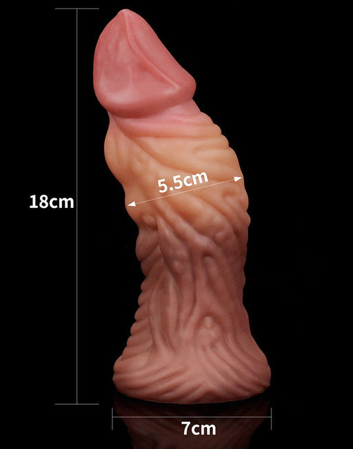 LoveToy - Realistische Gekromde Dildo 18 cm - Lichte/donkere Huidskleur-Laced-up.nl