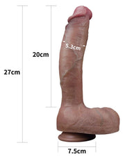 LoveToy - Realistische Grote Dildo 27 cm Dubbellaags Siliconen - Donkere Huidskleur-Laced-up.nl