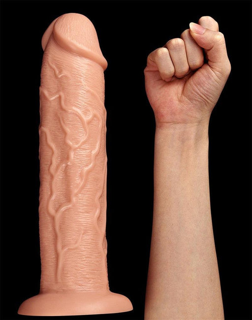 LoveToy - Realistische Lange XXL Dildo 28 cm - Lichte Huidskleur-Laced-up.nl