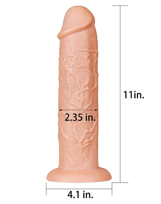LoveToy - Realistische Lange XXL Dildo 28 cm - Lichte Huidskleur-Laced-up.nl