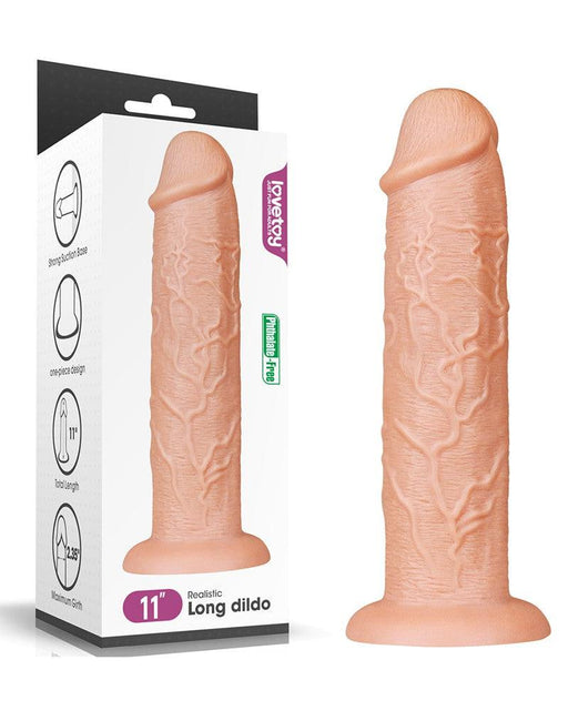 LoveToy - Realistische Lange XXL Dildo 28 cm - Lichte Huidskleur-Laced-up.nl