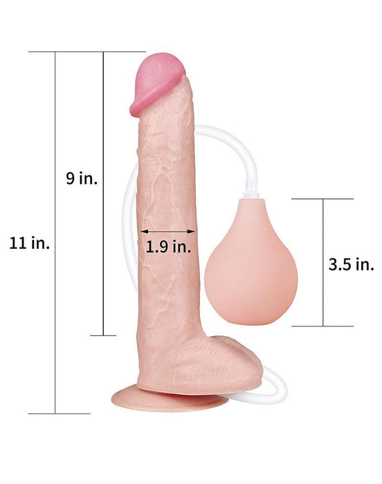 LoveToy - Realistische Squirt Dildo 28 cm - Waterbestendige PVC Dildo in Nude kleur met Squirt functie-Laced-up.nl