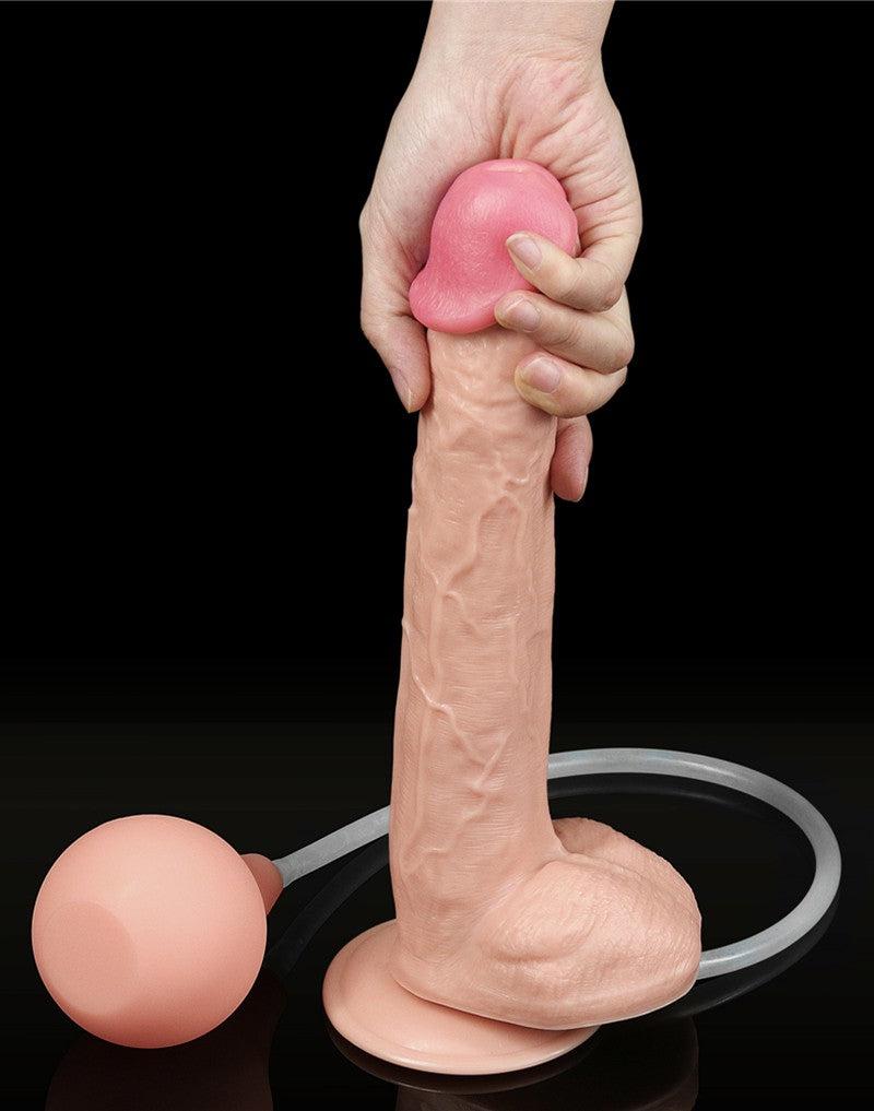 LoveToy - Realistische Squirt Dildo 28 cm - Waterbestendige PVC Dildo in Nude kleur met Squirt functie-Laced-up.nl