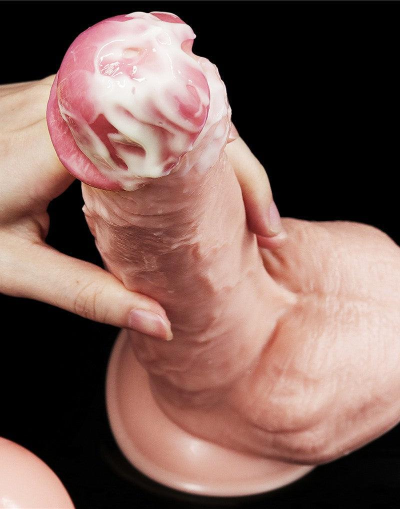 LoveToy - Realistische Squirt Dildo 28 cm - Waterbestendige PVC Dildo in Nude kleur met Squirt functie-Laced-up.nl