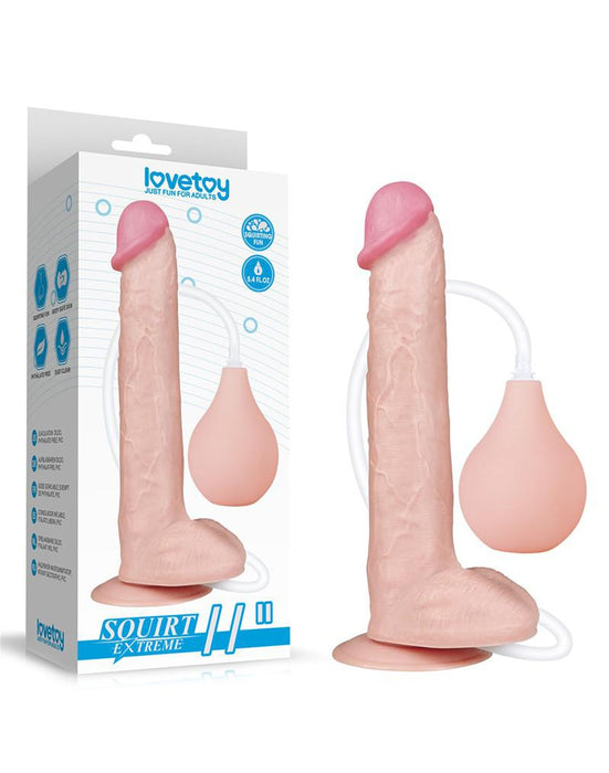 LoveToy - Realistische Squirt Dildo 28 cm - Waterbestendige PVC Dildo in Nude kleur met Squirt functie-Laced-up.nl