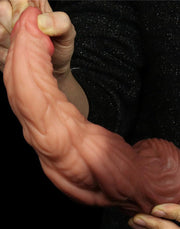 LoveToy - Realistische XXL Dildo 24.5 cm - Lichte/donkere Huidskleur-Laced-up.nl