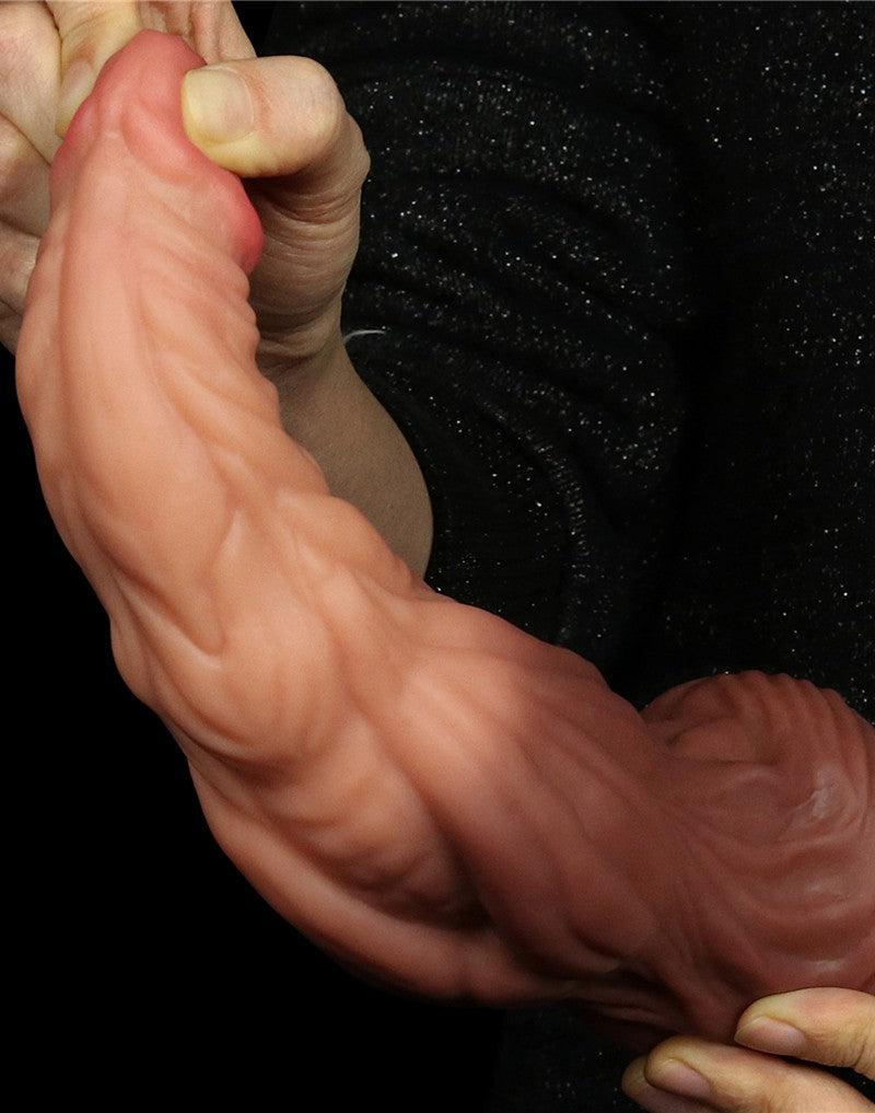 LoveToy - Realistische XXL Dildo 24.5 cm - Lichte/donkere Huidskleur-Laced-up.nl