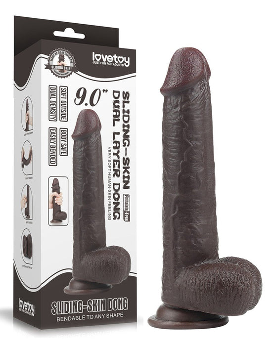 LoveToy - Realistische XXL Dildo Met Zuignap 23 x 4 cm - Bruin-Laced-up.nl
