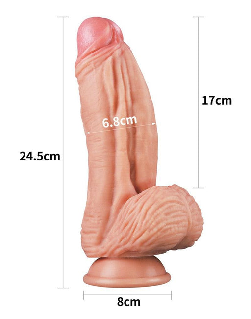 LoveToy - Realistische XXL Dildo Met Balzak En Zuignap 24.5 cm - Lichte Huidskleur-Laced-up.nl