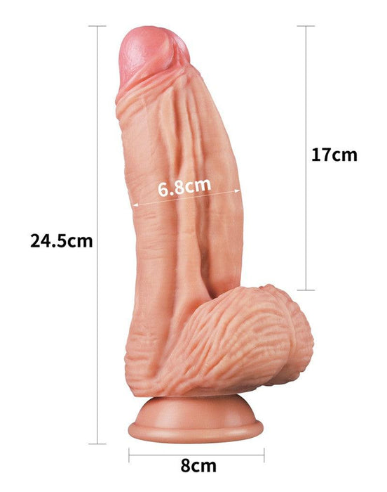 LoveToy - Realistische XXL Dildo Met Balzak En Zuignap 24.5 cm - Lichte Huidskleur-Laced-up.nl