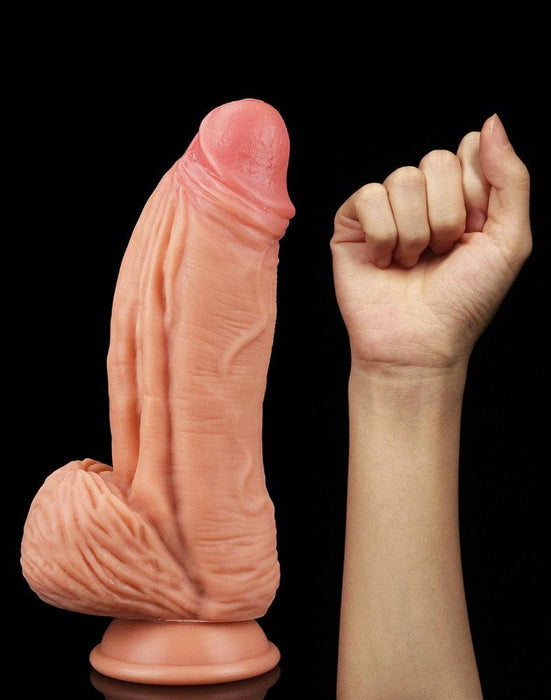 LoveToy - Realistische XXL Dildo Met Balzak En Zuignap 24.5 cm - Lichte Huidskleur-Laced-up.nl