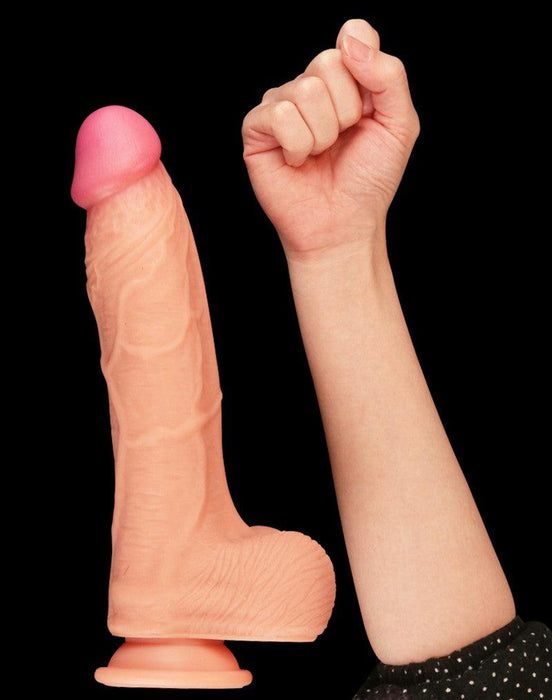 LoveToy - Realistische XXL Dildo Met Zuignap 25 cm - Lichte Huidskleur-Laced-up.nl