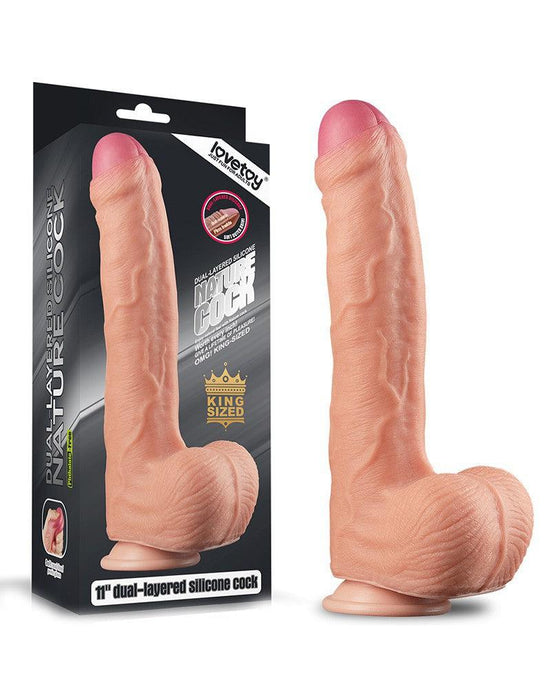 LoveToy - Realistische XXL Dildo Met Zuignap 28 cm - Lichte Huidskleur-Laced-up.nl