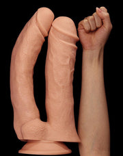 LoveToy - Realistische XXL Dubbele Penetratie Dildo 30 cm - Lichte Huidskleur-Laced-up.nl