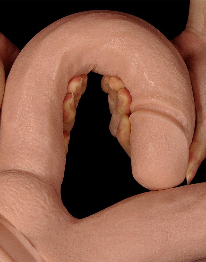 LoveToy - Realistische XXL Dubbele Penetratie Dildo 30 cm - Lichte Huidskleur-Laced-up.nl