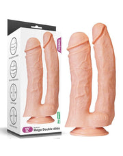 LoveToy - Realistische XXL Dubbele Penetratie Dildo 30 cm - Lichte Huidskleur-Laced-up.nl
