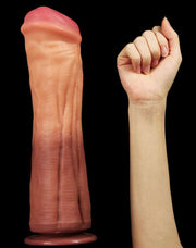 LoveToy - Realistische XXL Horse Dong Dildo 30 cm - Lichte/donkere Huidskleur-Laced-up.nl