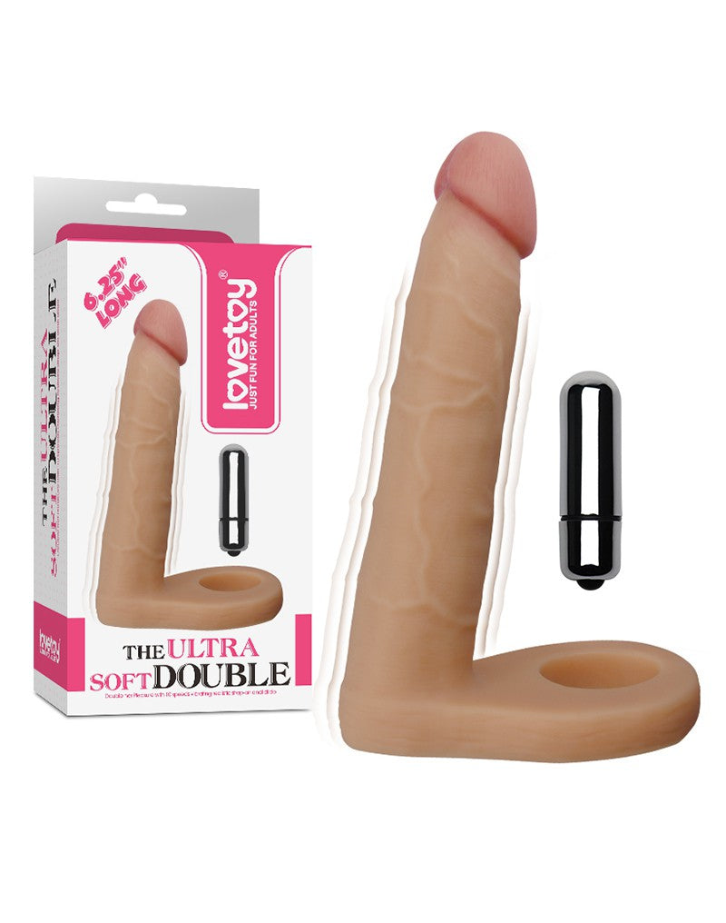 LoveToy - Ultrasoft Double - Vibrerende Voorbinddildo Voor dubbele penetratie 16 cm-Laced-up.nl