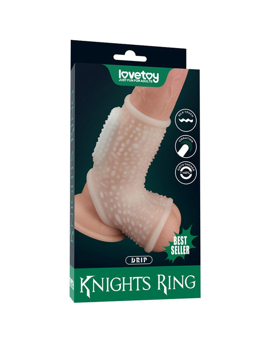 LoveToy - Vibrerende Rekbare Penis Sleeve - Drip Knights - Wit-Laced-up.nl