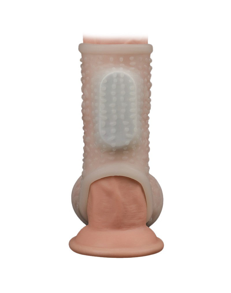 LoveToy - Vibrerende Rekbare Penis Sleeve - Drip Knights - Wit-Laced-up.nl