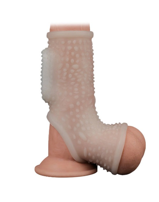 LoveToy - Vibrerende Rekbare Penis Sleeve - Drip Knights - Wit-Laced-up.nl