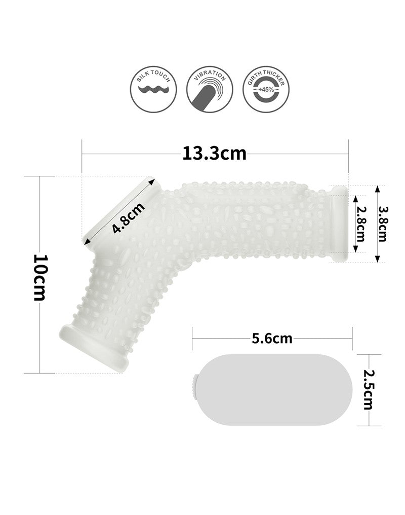 LoveToy - Vibrerende Rekbare Penis Sleeve - Drip Knights - Wit-Laced-up.nl