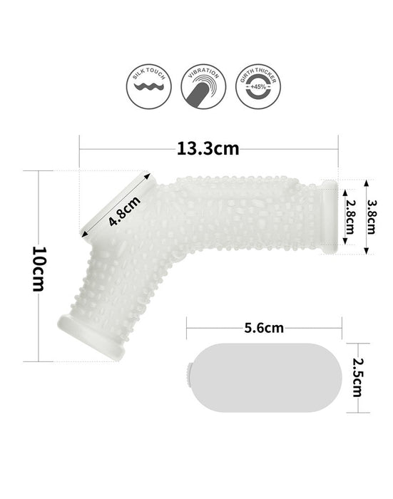 LoveToy - Vibrerende Rekbare Penis Sleeve - Drip Knights - Wit-Laced-up.nl