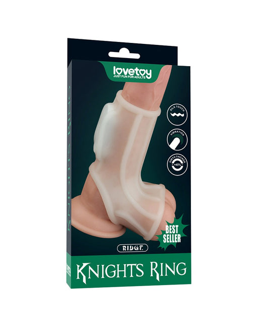 LoveToy - Vibrerende Rekbare Penis Sleeve - Ridge Knights - Wit-Laced-up.nl