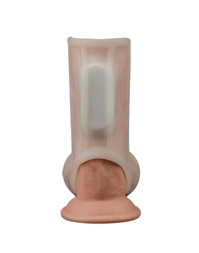 LoveToy - Vibrerende Rekbare Penis Sleeve - Ridge Knights - Wit-Laced-up.nl