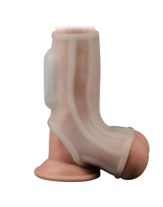 LoveToy - Vibrerende Rekbare Penis Sleeve - Ridge Knights - Wit-Laced-up.nl