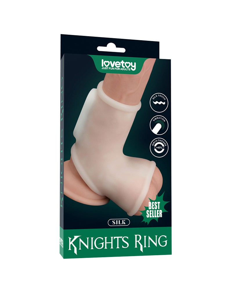 LoveToy - Vibrerende Rekbare Penis Sleeve - Silk Knights - Wit-Laced-up.nl