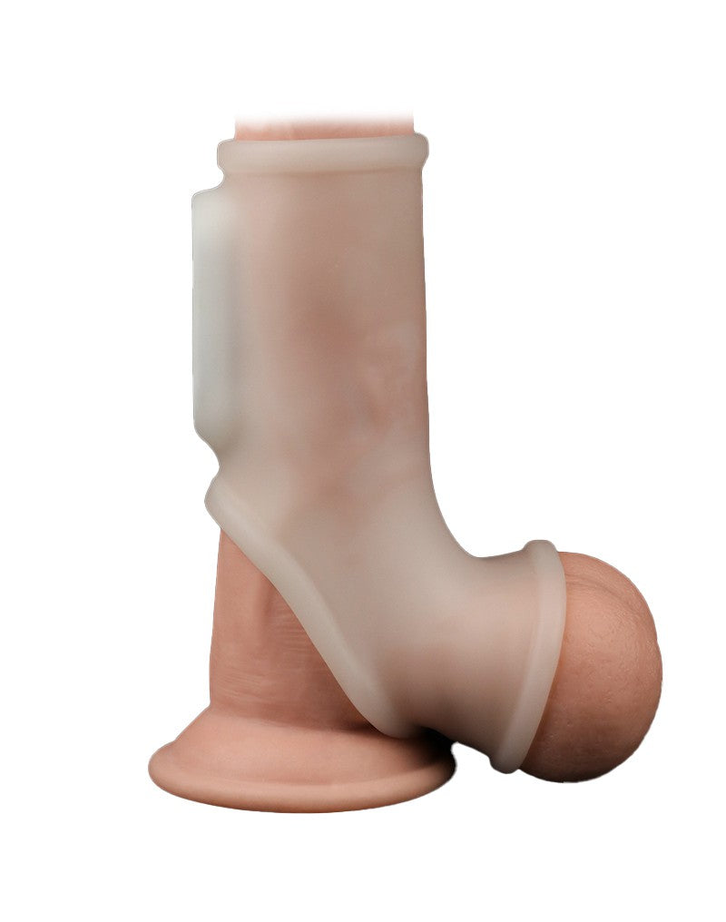 LoveToy - Vibrerende Rekbare Penis Sleeve - Silk Knights - Wit-Laced-up.nl