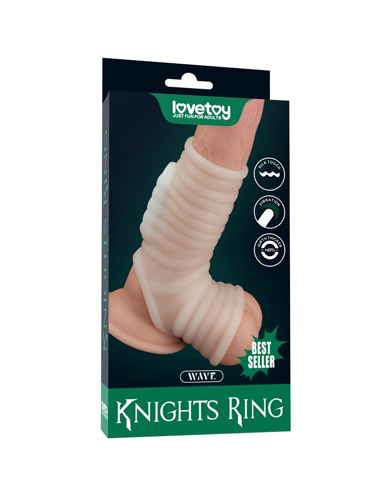 LoveToy - Vibrerende Rekbare Penis Sleeve - Wave Knights - Wit-Laced-up.nl