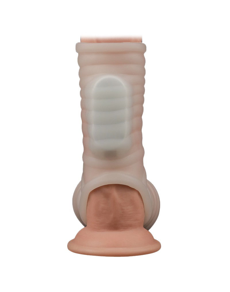 LoveToy - Vibrerende Rekbare Penis Sleeve - Wave Knights - Wit-Laced-up.nl