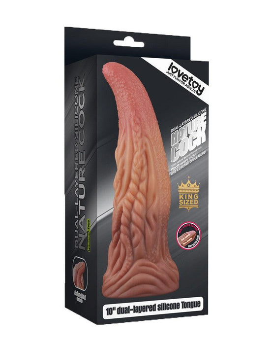 LoveToy - XXL Extreme Dildo Alien Tongue 25 x 7.5 cm - Lichte/donkere Huidskleur-Laced-up.nl
