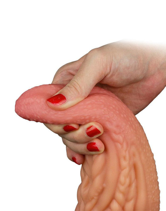 LoveToy - XXL Extreme Dildo Alien Tongue 25 x 7.5 cm - Lichte/donkere Huidskleur-Laced-up.nl