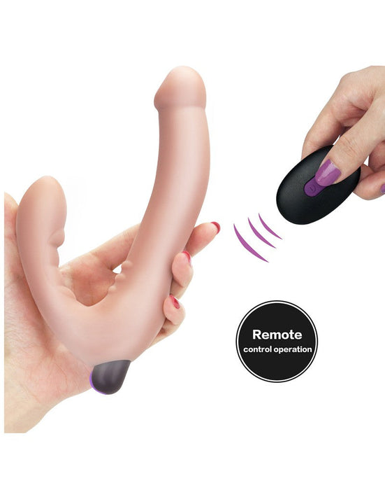 LoveToy - iJoy - Dubbele Vibrerende Dildo Met Afstandsbediening - Lichte Huidskleur-Laced-up.nl