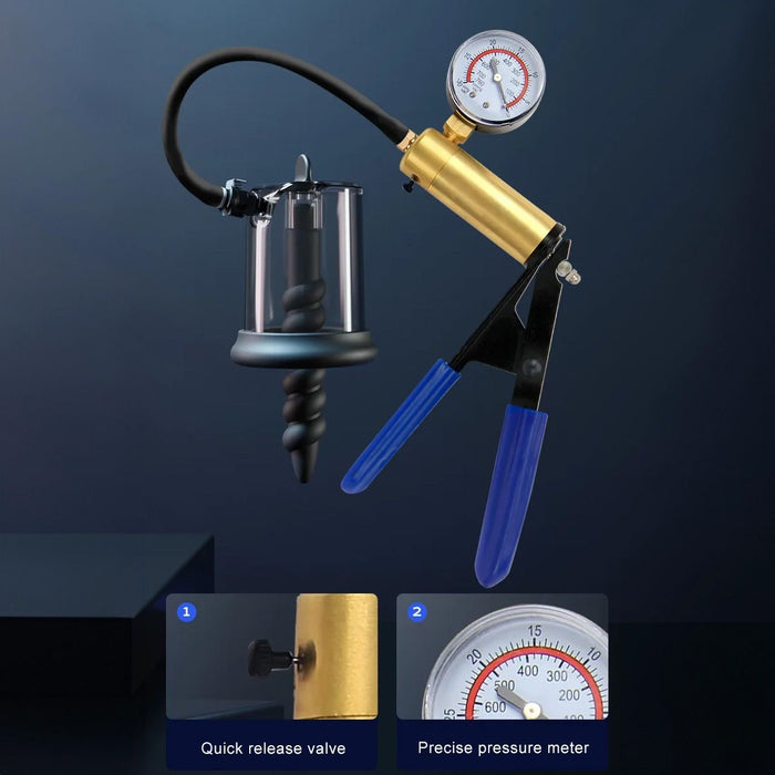 LuvPump - Rosebud Pomp - Manual Anaal Pomp - Dubbele Stimulatie - Messing Pomp Pistool-Laced-up.nl