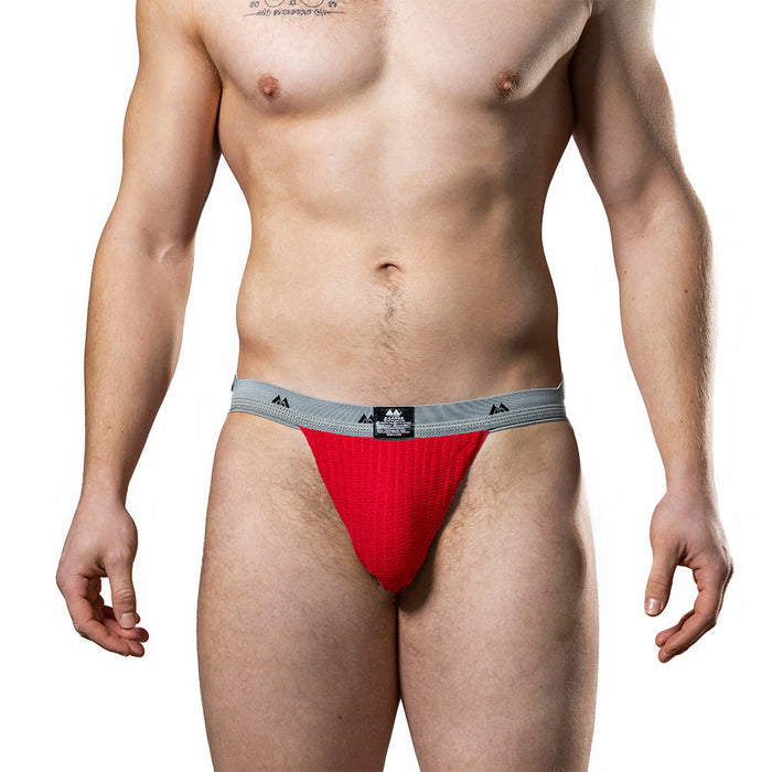 MM - Original Jock Collection - Jockstrap - Tailleband 2,5 cm - Rood/Grijs-Laced-up.nl
