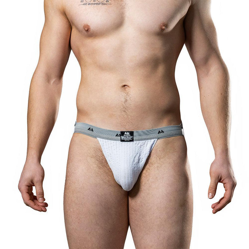 MM - Original Jock Collection - Jockstrap - Tailleband 2,5 cm - Wit/Grijs-Laced-up.nl