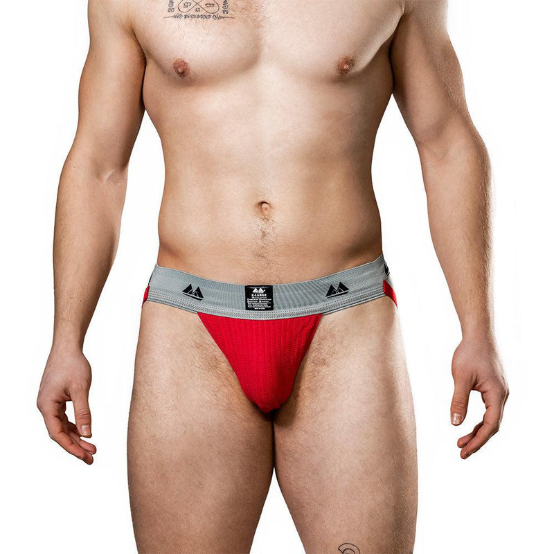 MM Original Jockstrap - Herenslip - Tailleband 5 cm - Rood/Grijs-Laced-up.nl