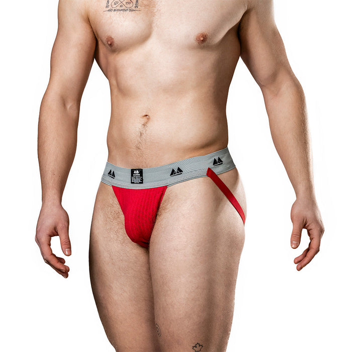 MM Original Jockstrap - Herenslip - Tailleband 5 cm - Rood/Grijs-Laced-up.nl