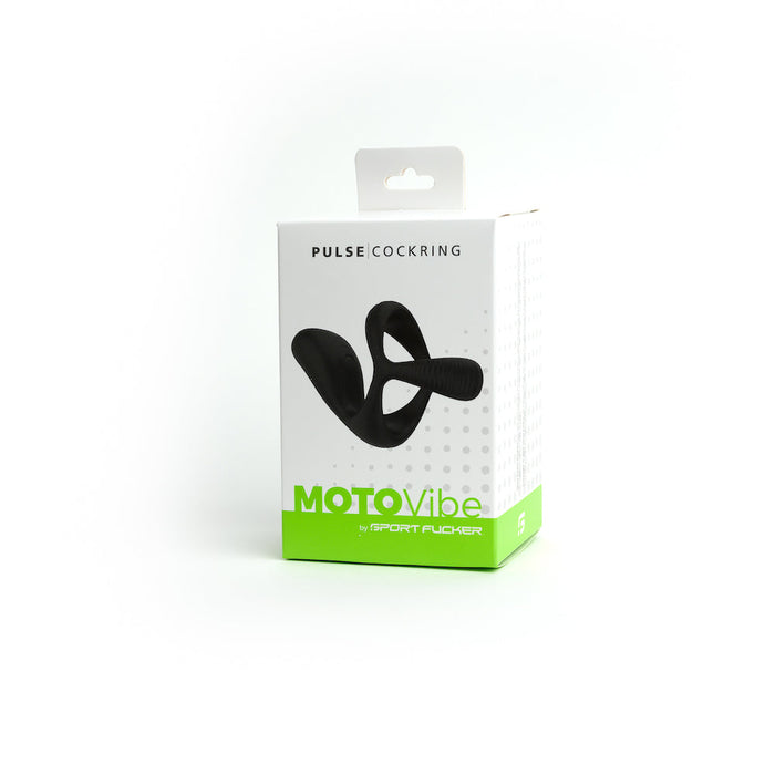 MOTOVibe - Pulse - Vibrerende Cockring met Ball Stretcher en Tickler - Zwart-Laced-up.nl